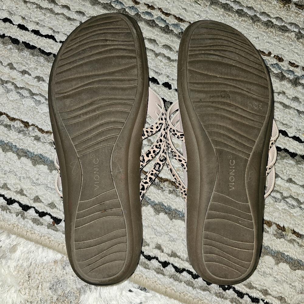 VIONIC 'Alta' Pastel Pink/Leopard Print Sandals 10M EXCELLENT PRE-OWNED! - Picture 4 of 4